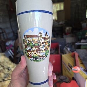 Nuremberg Ceramic Beer Stein with Blue Accents